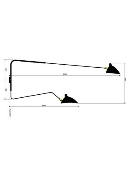 Applique 2 Bras Pivotants Dont 1 Courbe from Serge Mouille Wall Lights and Sconces by Serge Mouille