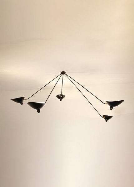 Plafonnier Araignée 5 Bras Fixes from Serge Mouille Pendants and Chandeliers by Serge Mouille