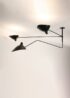 Plafonnier 2 Bras Fixes Et 1 Courbe Pivotant from Serge Mouille Pendants and Chandeliers by Serge Mouille