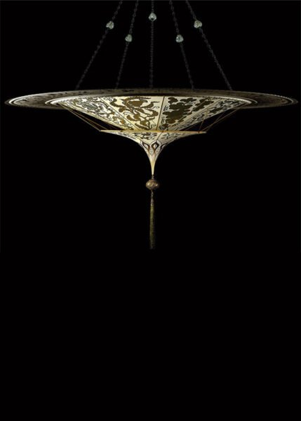 Scheherazade Pendant 2 Tiers with Metal Ring from Fortuny Pendants and Chandeliers by Mariano Fortuny