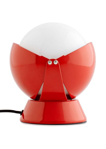 Giovanni Luigi Gorgoni orb metal table lamp in red, blue, white, or yellow. On and off inline switch.