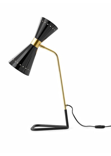 Iconic 1950s double-cone directable table lamp with both direct and indirect light.