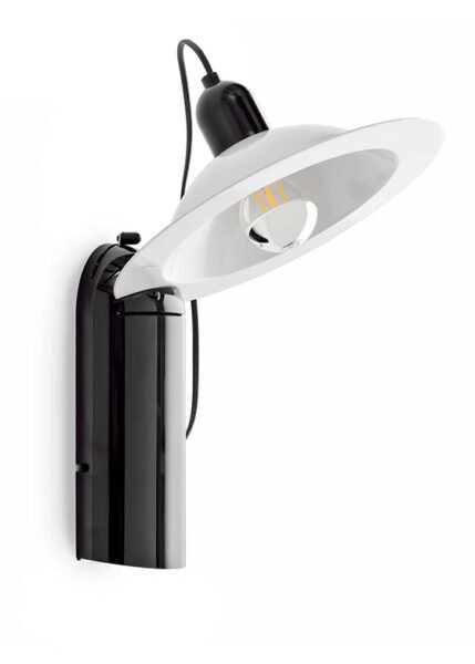 Wall/table light with a parabolic diffuser in aluminum and plastic is available in three color options.