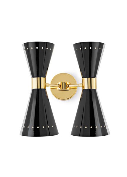Iconic 1950s double-cone directable double wall lamp with both direct and indirect light.