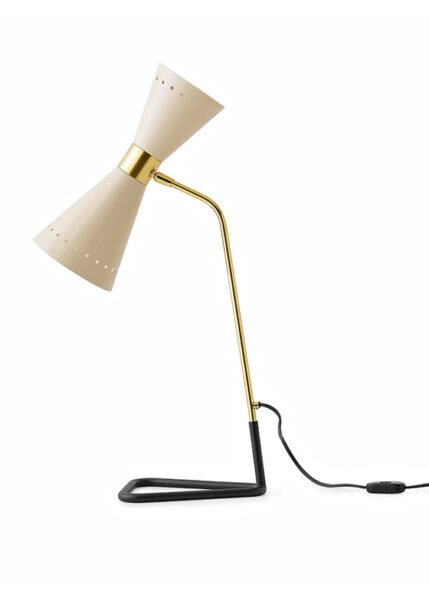 Iconic 1950s double-cone directable table lamp with both direct and indirect light.