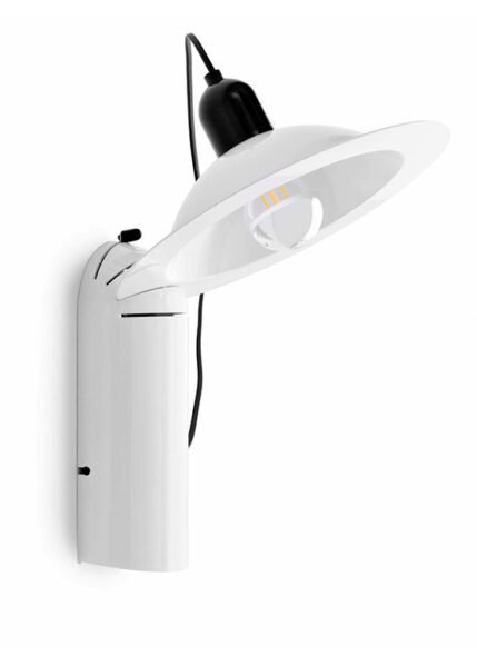 Wall/table light with a parabolic diffuser in aluminum and plastic is available in three color options.