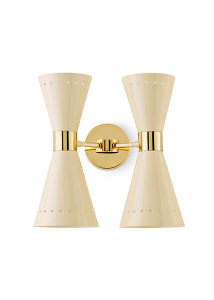 Iconic 1950s double-cone directable double wall lamp with both direct and indirect light.