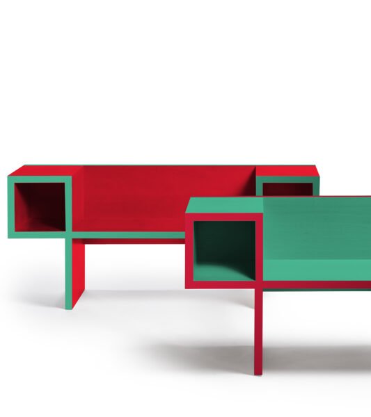 Canton Color Bench by Franco Raggi for Poltranova in Red, Green, Blue, and Orange