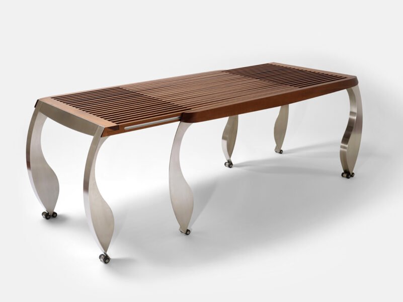 Split Extendable Table by Ron Arad in Steel and Wood