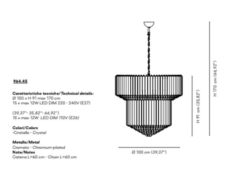 Triedri Chandelier from Venini Pendants and Chandeliers
