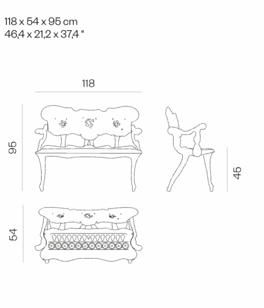 Calvet Bench from BD Barcelona Benches + Stools by Antoni Gaudí