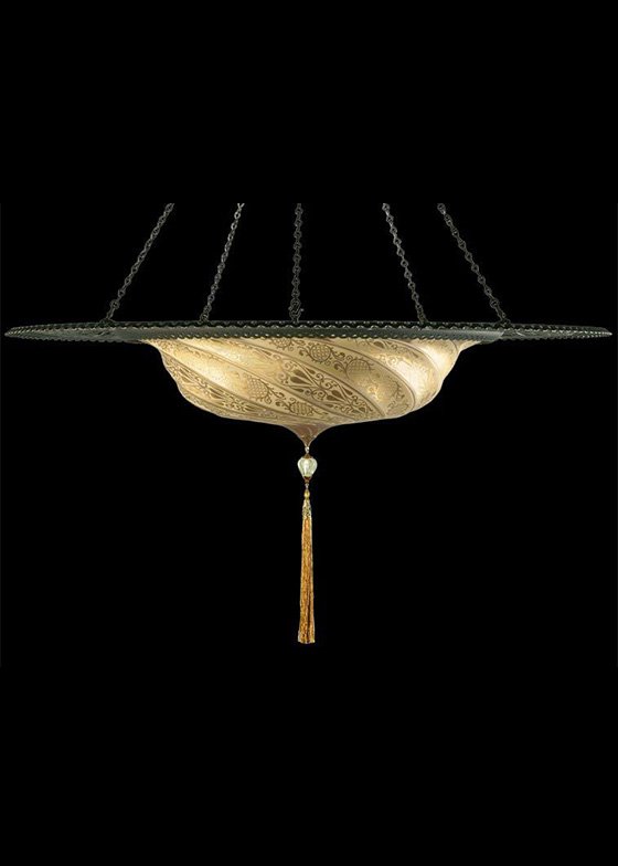 Fortuny-scudo-saraceno-glass-gold-lamp-with-metal-ring-2 - rewire Scudo Saraceno Glass with Metal Ring from Fortuny Excluded by Mariano Fortuny