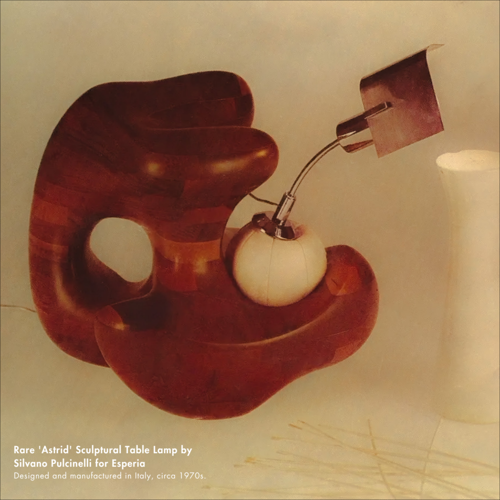 Rare 'Astrid' Sculptural Table Lamp by Silvano Pulcinelli for Esperia. Designed and manufactured in Italicy, circa 1970s