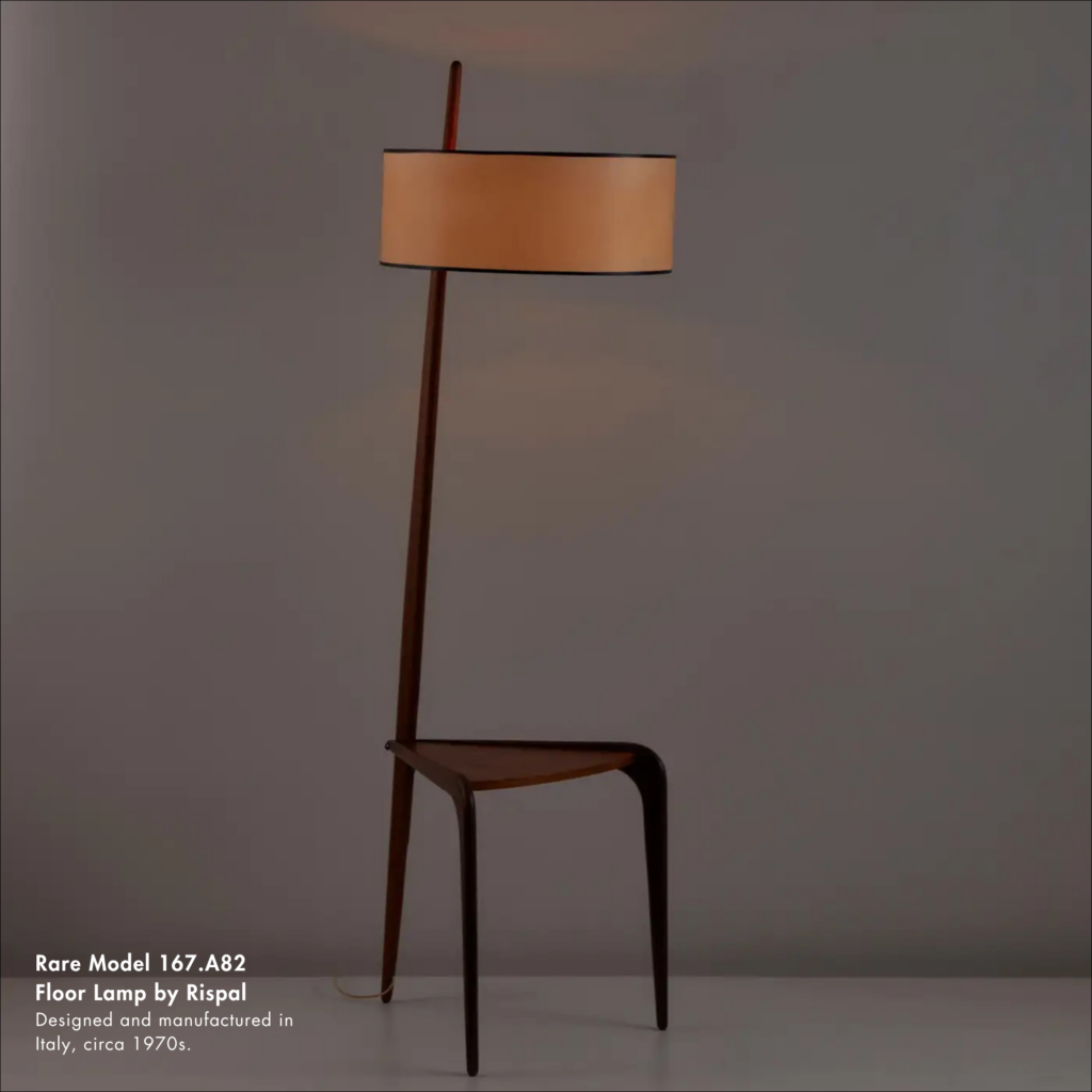 Rare Model 167.A82 Floor Lamp by Rispal. Designed and manufactured in Italy, circa 1970s.