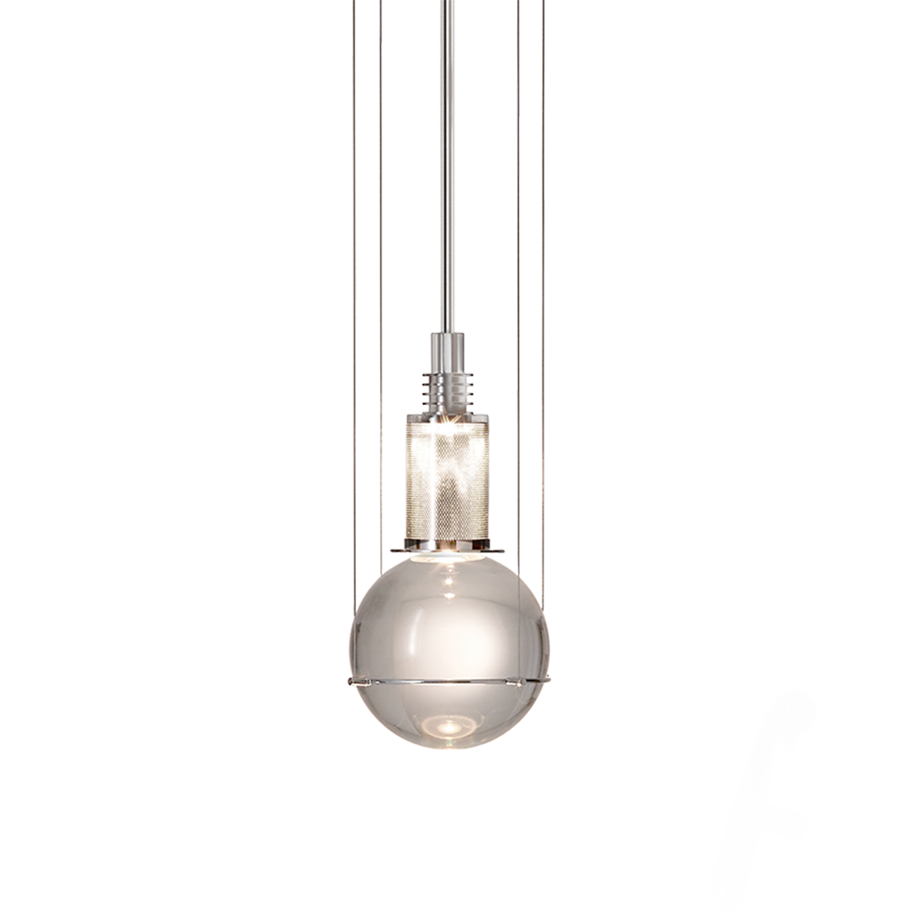 Tecnolumen-letrestreghe-hl3s81-fs | rewire Pendant light with a large clear bulb and chrome metal accents hanging from above