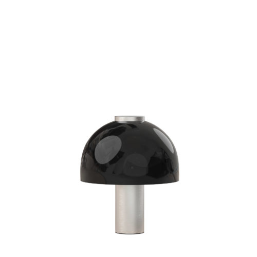 Tbb300-0524-copy-500x500 | rewire Glossy black mushroom cabinet knob with a silver metal stem.